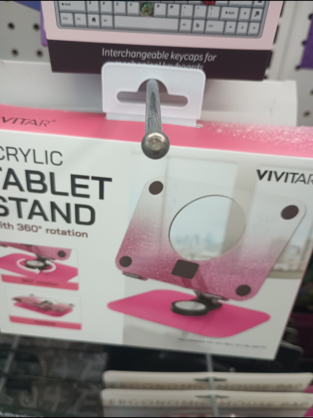 Pink Acrylic Tablet Stand with 360° Rotation